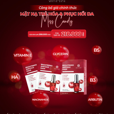 Mặt Nạ Trẻ Hóa & Phục Hồi Da BRIGHTENING AMPOULE MASK Miss Candy (Hộp 5 Miếng x 25g)
