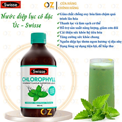 Nước diệp lục cô đặc Úc Swisse Chlorophyll hỗ trợ làm chậm quá trình lão hóa, cải thiện sức khỏe da, tăng cường sức khỏe chung- OZ Slim Store