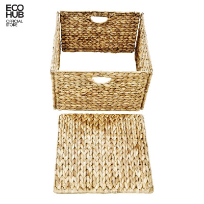 Giỏ Lục bình gấp gọn ECOHUB đựng đồ đa năng, decor khung sắt có tay cầm