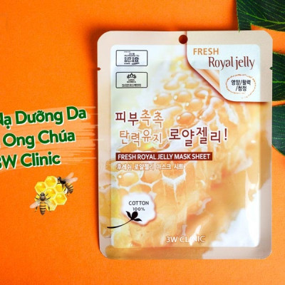 Combo 5 Mặt nạ chiết xuất sữa ong chúa 3W Clinic Fresh Royal Jelly Mask Sheet 23ml x 5