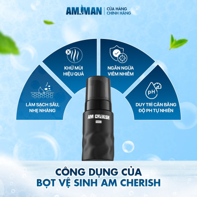 Combo tinh hoa nam giới AM MAN: Sữa tắm gội nam AM FANTASTIC 5in1 365ml & Gel rửa mặt AM AGERASIA 100ml & Bọt vệ sinh nam AM CHERISH 120ml kèm hộp túi làm quà tặng