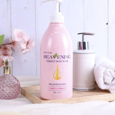 Combo 02 chai Sữa tắm dưỡng ẩm, làm trắng da cao cấp Heavening Perfect TẶNG KÈM Hộp & Túi đựng