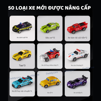 Ô tô đồ chơi mô hình cao cấp Mini Alloy Racing Cars Mideer set xe hơi cảnh sát, xe tải cho bé trai