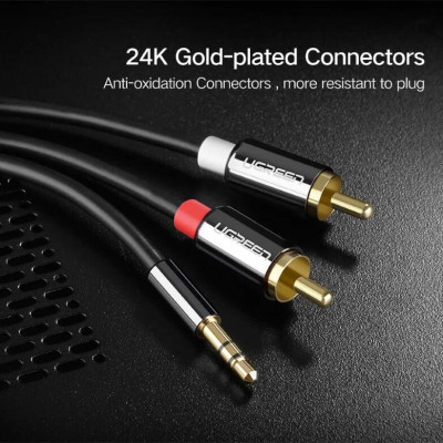 Ugreen UG10583AV116TK 1.5M màu Đen Cáp âm thanh 2 đầu Bông sen sang 3.5mm Dương mạ vàng - HÀNG CHÍNH HÃNG