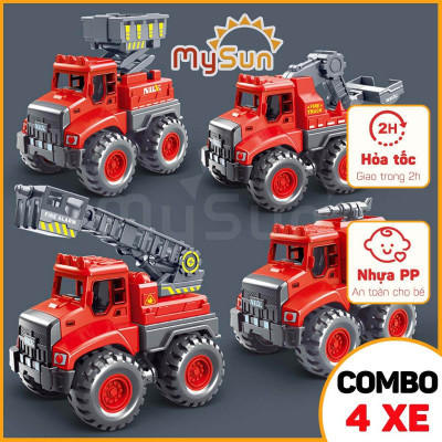 Bộ xe đồ chơi CÔNG TRÌNH cho bé trai mô hình Cần cẩu, Xe Ben, Xe Tải, Trộn bê tông – MySun