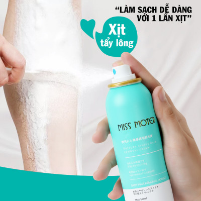 Xịt tẩy lông dạng bọt Miss Moter chiết xuất lô hội dịu nhẹ Nhật Bản 150ml