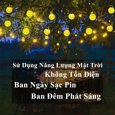 Đèn Led Cảm Biến Năng Lượng Mặt Trời 6,5M 30 Đèn Chống Thấm Nước Treo Trang Trí Gồm 2 Màu Vàng Ấm Và Đa Sắc