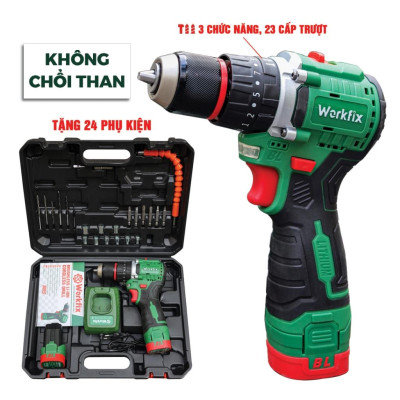 Máy Khoan Dùng Pin WORKFIX 16,8V - Đầu Kẹp Autolook 10mm Pin 4 Cell bảo hành chính hãƞg