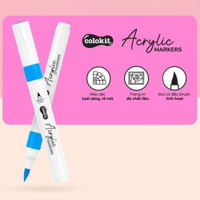 Hộp 24 Bút Lông Màu Acrylic Markers 1 Đầu - Colokit ACM-C004