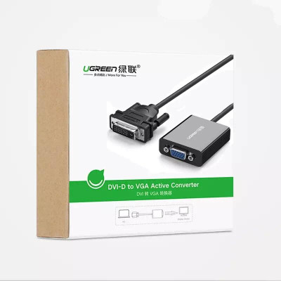 Ugreen UG40387MM108TK 30CM màu Đen Cáp chuyển đổi DVI D 24 + 1 sang VGA cáp tròn - HÀNG CHÍNH HÃNG