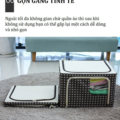 COMBO 2 TÚI ĐỰNG QUẦN ÁO KHUNG THÉP 66L-LIVING BOX 66L - Giao mẫu ngẫu nhiên