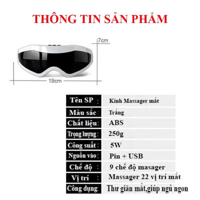 Kính Massage Mắt Cao Cấp Thư Giãn – 9 Chế Độ Rung, Làm Dịu Mắt, Xóa Bọng Mắt & Quầng Thâm