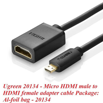 Ugreen UG2013420134TK Màu Đen Đầu chuyển đổi Micro HDMI sang HDMI âm - HÀNG CHÍNH HÃNG