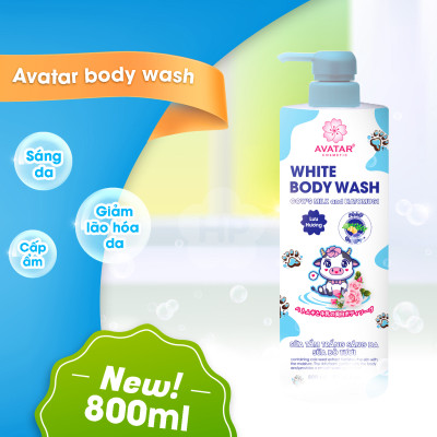 Sữa Tắm Trắng Sáng Da Sữa Bò Tươi Avatar White Body Wash 800 mL