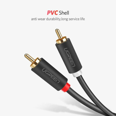 Ugreen UG30747AV104TK 1M màu Đen Cáp âm thanh Bông sen 2 ra 2 dương - HÀNG CHÍNH HÃNG
