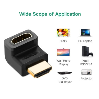 Ugreen UG20110HD112TK Màu Đen Đầu nối dài HDMI gập 90 độ - HÀNG CHÍNH HÃNG