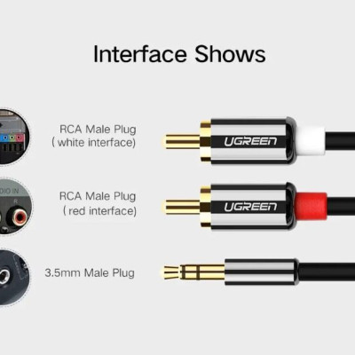 Ugreen UG20780AV116TK 8M màu Đen Cáp âm thanh 2 đầu Bông sen sang 3.5mm Dương mạ vàng - HÀNG CHÍNH HÃNG