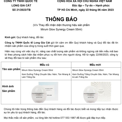 Kem dưỡng trắng da, mờ nám & tàn nhang Mirum 55ml– Mirum Glow Synergy Cream