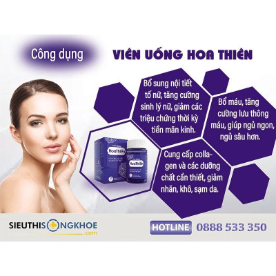 Viên Uống Hoa Thiên Hộp 30 viên giúp cân bằng nội tiết tố nữ, hạn chế lão hóa da , bí quyết cho chị em trẻ đẹp (Sắc Ngọc Khang)