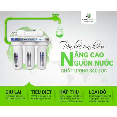 Bộ tiền lọc Ion Kiềm Nano Geyser ION ECO 3, Bộ tiền xử lý cho máy Ion Kiềm, Bảo hành 5 năm - Hàng chính hãng