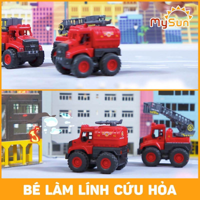 Bộ xe đồ chơi CÔNG TRÌNH cho bé trai mô hình Cần cẩu, Xe Ben, Xe Tải, Trộn bê tông – MySun