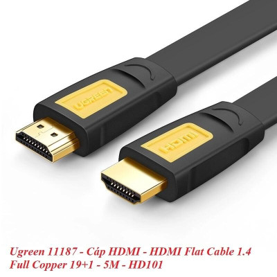 Ugreen UG11187HD101TK 5M màu Vàng Cáp tín hiệu HDMI chuẩn 1.4 hỗ trợ phân giải 4K * 2K 30hz cáp dẹt - HÀNG CHÍNH HÃNG