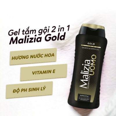 Dầu Gội Sữa Tắm Malizia Uomo hương thơm thể thao cho nam 2in1 Italy 250ml