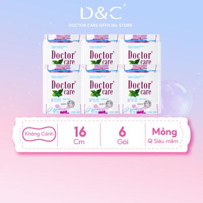 Combo 6 Băng vệ sinh hàng ngày thảo dược Doctor Care 16 cm siêu khô thoáng cả ngày dài