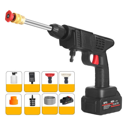 Máy Rửa Xe Xịt Rửa Cầm Tay Dùng Pin 48V Áp Lực Cao Phun Nước Đa Năng tặng bình tạo bọt