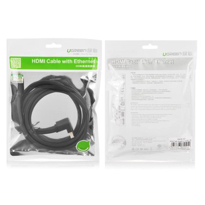 Ugreen UG10120HD103TK 1M màu Đen Cáp tín hiệu HDMI chuẩn 1.4 đầu bẻ góc 90 độ - HÀNG CHÍNH HÃNG
