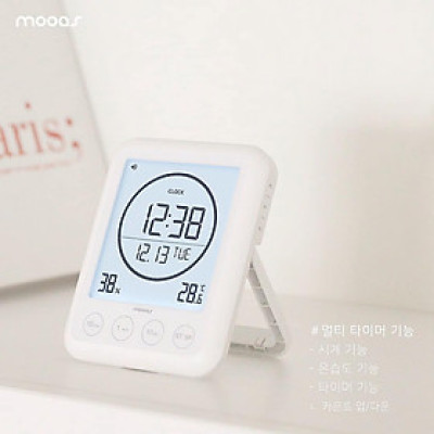 Đồng hồ hẹn giờ - báo thức - đo nhiệt độ và độ ẩm 4in1 Mooas Made in Korea Hàng chính hãng