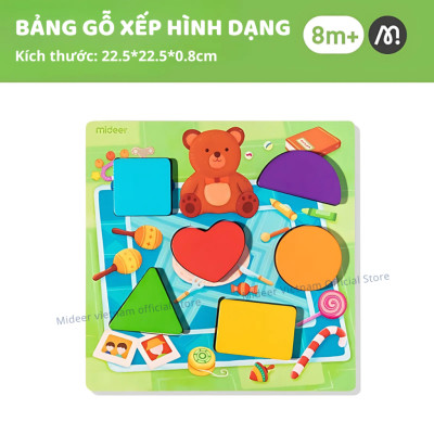 Bảng ghép hình chữ cái, số , đồ vật và thức ăn Mideer wooden peg puzzles