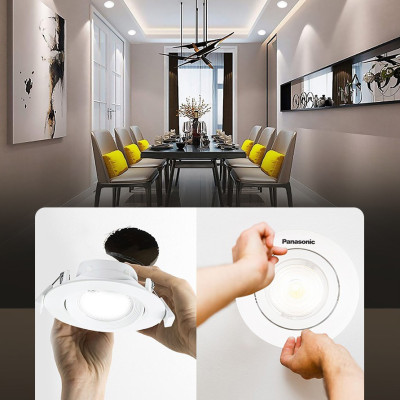 Đèn LED âm trần Downlight Đơn sắc Chỉnh góc Panasonic Công suất (5W,7W) lỗ khoét phi 80mm, ánh sáng Trắng 6500K, ánh sáng Trung tính 4000K