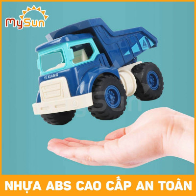 Bộ xe ô tô công trình đồ chơi cho bé - xe cần cẩu, xe ben chở cát, ô tô máy múc, xe bồn trộn bê tông