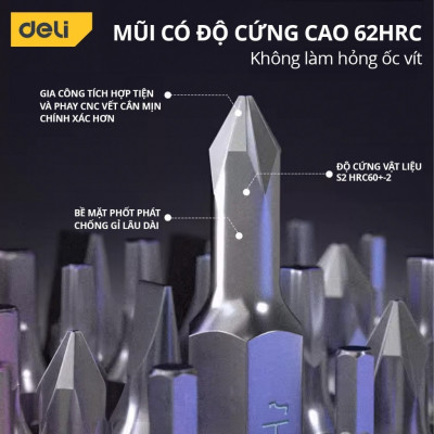 Bộ tuốc nơ vít 44 in 1 Deli Cao Cấp Tua vít từ tính Sửa điện thoại, Máy tính, Ổ điện