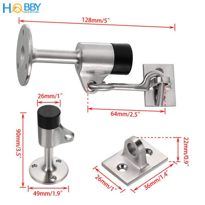 Đồ chặn cửa đệm cao su có móc giữ cửa inox 304 Hobby home decor CC10