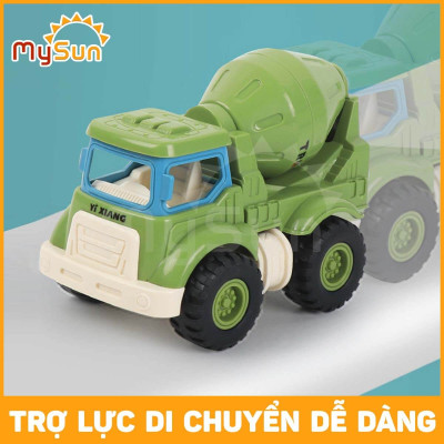 Bộ xe ô tô công trình đồ chơi cho bé - xe cần cẩu, xe ben chở cát, ô tô máy múc, xe bồn trộn bê tông