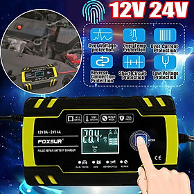 Hàng Nhật - Sạc Ắc Quy Foxsur Thế Hệ Mới 12V 24V – Tự Ngắt, Khử Sunfat, Phục Hồi Ắc Quy Siêu Hiệu Quả , đèn ốp trần