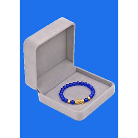 Vòng đeo tay Thạch Anh Xanh Dương 6 ly cẩn Tỳ Hưu inox vàng VTAXDTHHBV6 HỘP NHUNG - hợp mệnh Mộc, mệnh Thủy