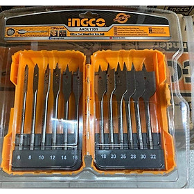 BỘ MŨI KHOAN GỖ ĐẦU DẸP 12 CHI TIẾT 6-32MM INGCO AKDL1201 - HÀNG CHÍNH HÃNG