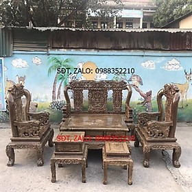 Bộ Bàn Ghế Minh Quốc Voi Gỗ Mun Đuôi Công VIP