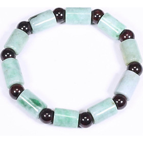 Vòng đốt trúc đá cẩm thạch phỉ thúy mix đá garnet 11x8.5mm - Ngọc Quý Gemstones
