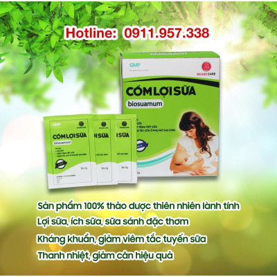 Cốm lợi sữa biosuamum loại 20 gói x 3g Tăng cường chất lượng sữa mẹ
