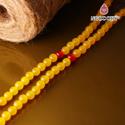 Vòng chuỗi 108 hạt đá mã não vàng mệnh thủy, kim - Ngọc Qúy Gemstones