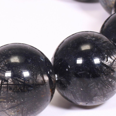 Vòng tay đá thạch anh tóc đen size hạt 17mm mệnh thủy, mộc - Ngọc Quý Gemstones