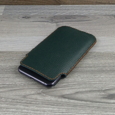Bao Da Túi Rút dành cho Samsung Galaxy note 10 Da Bò Hạt Màu Xanh Rêu