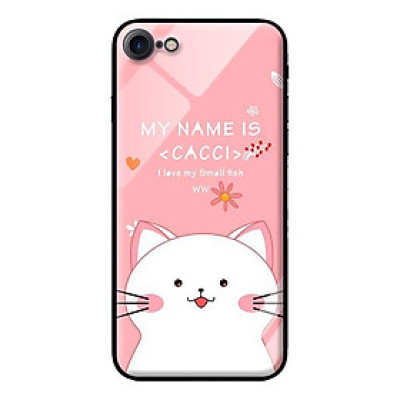 Ốp kính cường lực cho iPhone 7 Mèo Trắng Thích Ăn - Hàng chính hãng