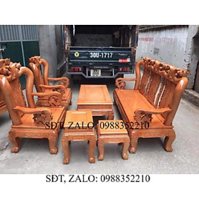 ​Bộ bàn ghế giả cổ trạm đào gỗ sồi nga