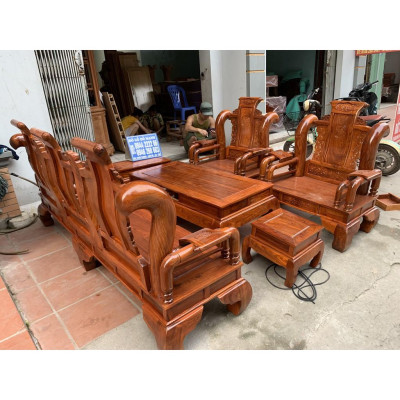 Bộ bàn ghế giả cổ tần thủy hoàng gỗ hương vân