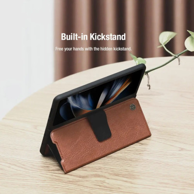 Bao Da Chống Sốc Cho Samsung Galaxy Z Fold 5/ Z Fold 6 với Ngăn Đựng S-Pen - Nillkin Aoge Leather Cover Case có ngăn đựng S-Pen hiệu Nillkin (bảo vệ máy cực tốt, chất liệu da thật cao cấp, thiết kế thời trang cá tính) - Hàng nhập khẩu